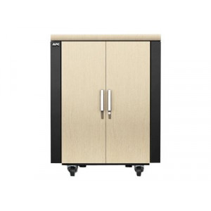 APC NetShelter CX Secure Soundproof Server Room in a Box Enclosure - Shock Packaging - Rack - cabinet - with power distribution unit - grey, oak - 18U - 19"